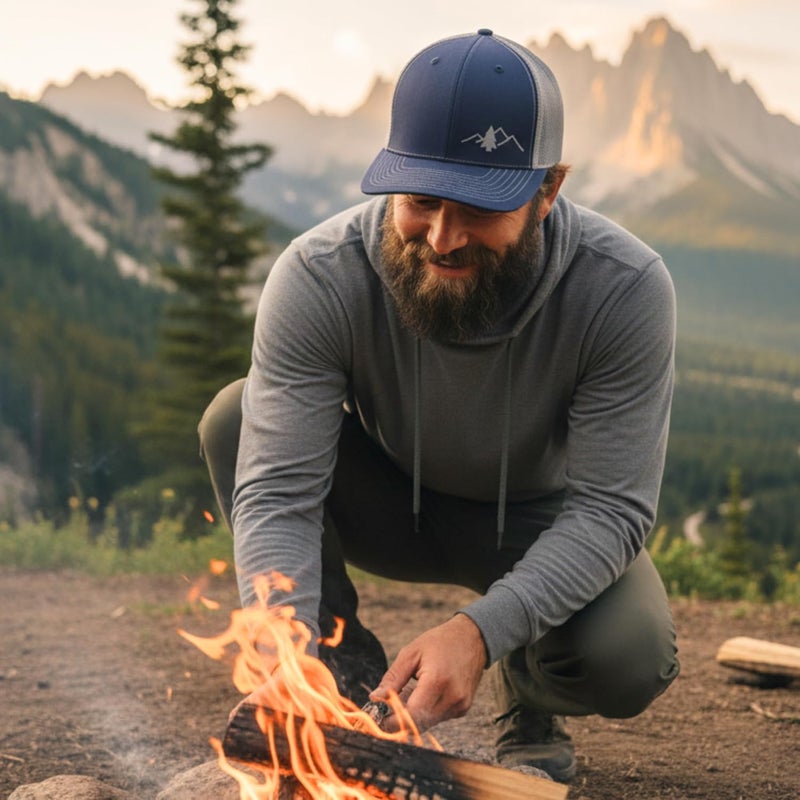 Lindo Trucker Hat [ Great Outdoors Design ] for Men and Women: Mid Profile Cap with Breathable Mesh Back and Adjustable Snap - Image 3